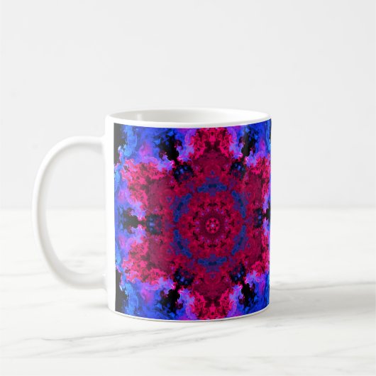 Psychedelic Hippie Red Pink en Blue Koffiemok (Links)