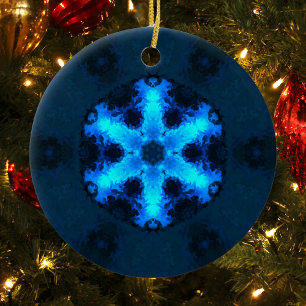 Psychedelic Hippie Snowflake Blue Keramisch Ornament