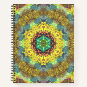 Psychedelic Hippie Yellow Blue en Green Notitieboek