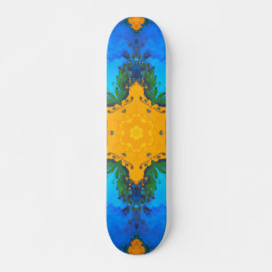 Psychedelic Hippie Yellow en Blue Skateboard