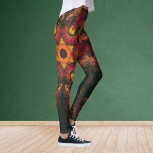 Psychedelic Hippie Yellow Red en Oranje Leggings