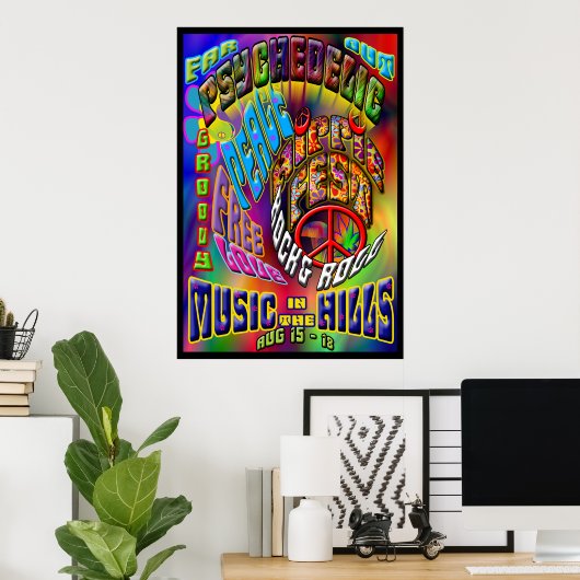Psychedelic Hippiefest Music Poster (Thuiskantoor)