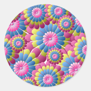 Psychedelic Hippy Flower Power Ronde Sticker