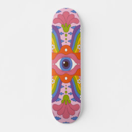 Psychedelic hippy style big eye skateboard