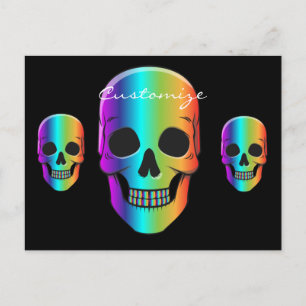 Psychedelic Human Skull Thunder_Cove Briefkaart