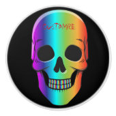 Psychedelic Human Skull Thunder_Cove Keramische Knop (Voorkant)