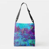 Psychedelic Impressionistic Blue Garden Landschap Crossbody Tas (Achterkant)