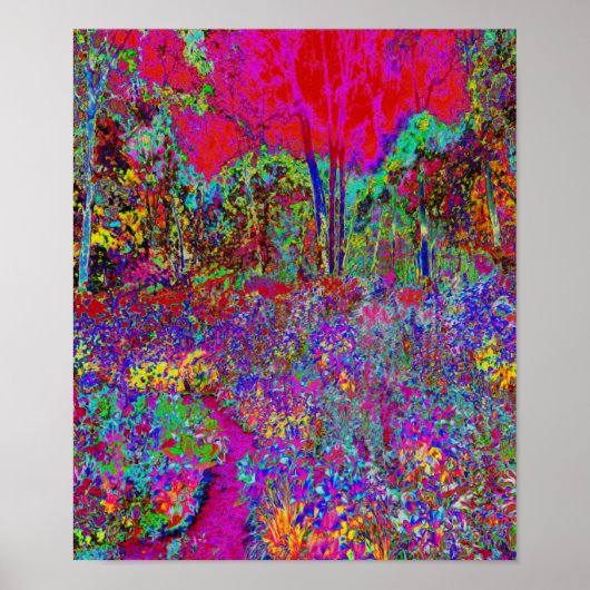 Psychedelic Impressionistic Garden Landschap Poster (Voorkant)
