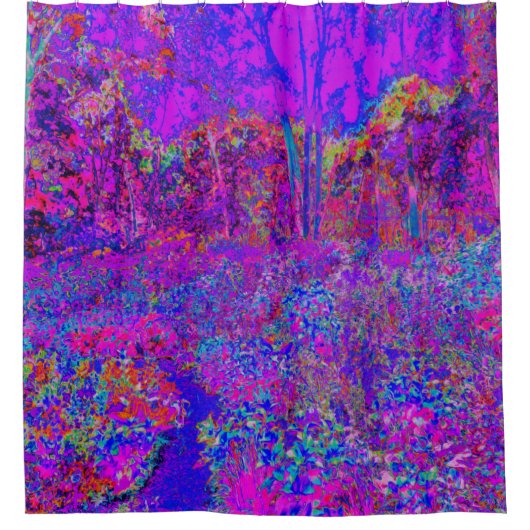 Psychedelic Impressionistisch Paars landschap Douchegordijn (Voorkant)