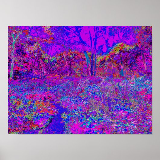 Psychedelic Impressionistisch Paars landschap Poster (Voorkant)