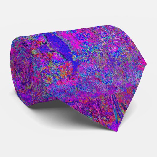 Psychedelic Impressionistisch Paars landschap Stropdas (Opgerold)