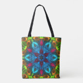 Psychedelic Kaleidoscope Blue Pink en Green Draagtas (Achterkant)