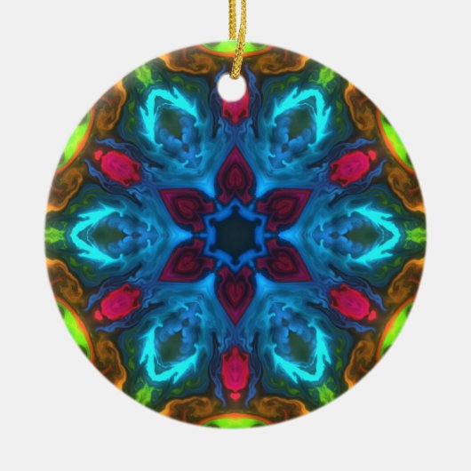 Psychedelic Kaleidoscope Blue Pink en Green Keramisch Ornament (Voorkant)