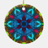 Psychedelic Kaleidoscope Blue Pink en Green Keramisch Ornament (Achterkant)