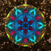 Psychedelic Kaleidoscope Blue Pink en Green Keramisch Ornament