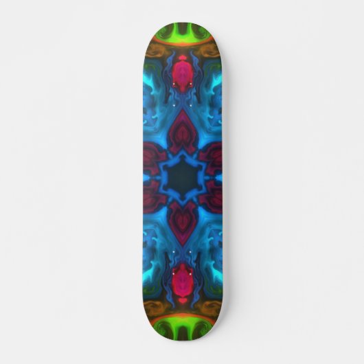 Psychedelic Kaleidoscope Blue Pink en Green Skateboard (Voorkant)