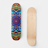 Psychedelic Kaleidoscope Blue Red en Green Skateboard (Voorkant)