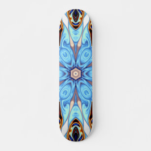 Psychedelic Kaleidoscope Flower Blue en Oranje Skateboard