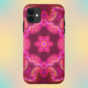 Psychedelic Kaleidoscope Flower Pink Red en Green iPhone 11 Hoesje