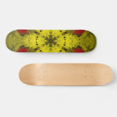Psychedelic Kaleidoscope Flower Red en Yellow Skateboard (Horizontaal)