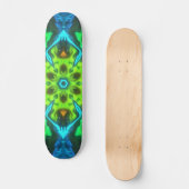 Psychedelic Kaleidoscope Green Blue en Oranje Skateboard (Voorkant)