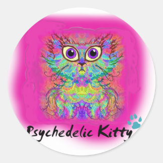 Psychedelic Kat Ronde Sticker