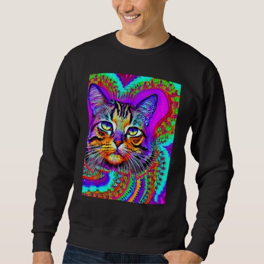 Psychedelic Kitty Kitten Lover In Cat Art Style_3 Trui (Voorkant)