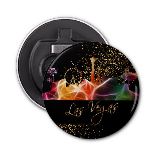 Psychedelic Las Vegas Skyline Button Flesopener (Voorkant)