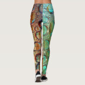 Psychedelic Light Blue en Oranje water druplets Leggings (Achterkant)