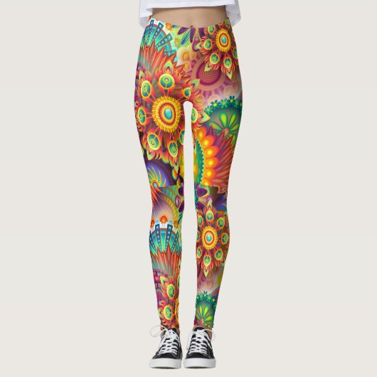 Psychedelic Love Color Burst Leggings (Voorkant)