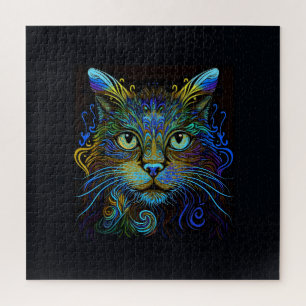 Psychedelic Maine Coon Cat in Blue Legpuzzel