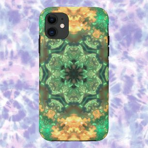 Psychedelic Mandala Bloem Groen en Geel iPhone 11 Hoesje