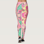 Psychedelic Mandala Bloem Groen Roze en Geel Leggings (Achterkant)