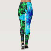 Psychedelic Mandala Flower Blauw Paarse en Groen Leggings (Achterkant)