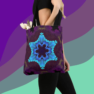 Psychedelic Mandala Flower Blue en Paars Draagtas