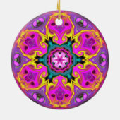 Psychedelic Mandala Flower Blue Pink and Yellow Keramisch Ornament (Achterkant)