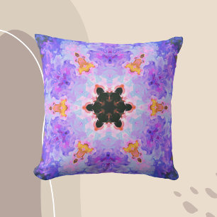 Psychedelic Mandala Flower Blue Pink and Yellow Kussen