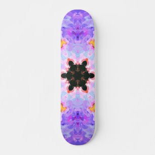 Psychedelic Mandala Flower Blue Pink and Yellow Skateboard