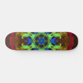 Psychedelic Mandala Flower Green Blue en Red Skateboard (Horizontaal)