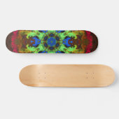 Psychedelic Mandala Flower Green Blue en Red Skateboard (Horizontaal)