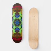 Psychedelic Mandala Flower Green Blue en Red Skateboard (Voorkant)