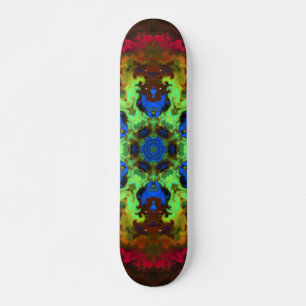 Psychedelic Mandala Flower Green Blue en Red Skateboard