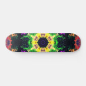Psychedelic Mandala Flower Green Paars and Yellow Skateboard (Horizontaal)