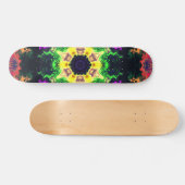 Psychedelic Mandala Flower Green Paars and Yellow Skateboard (Horizontaal)