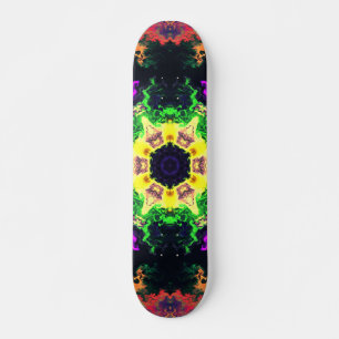 Psychedelic Mandala Flower Green Paars and Yellow Skateboard