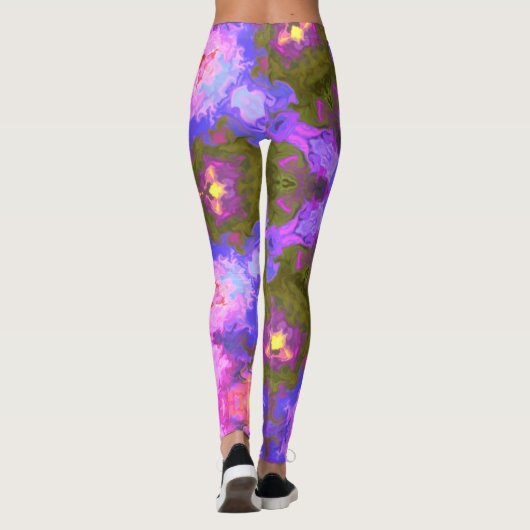Psychedelic Mandala Flower Paars and Blue Leggings (Achterkant)