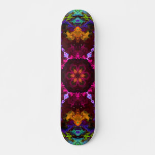 Psychedelic Mandala Flower Paars Oranje and Green Skateboard