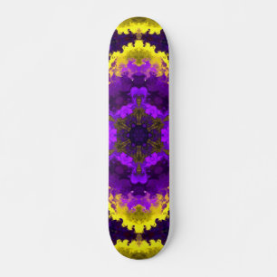 Psychedelic Mandala Flower Yellow en Paars Skateboard