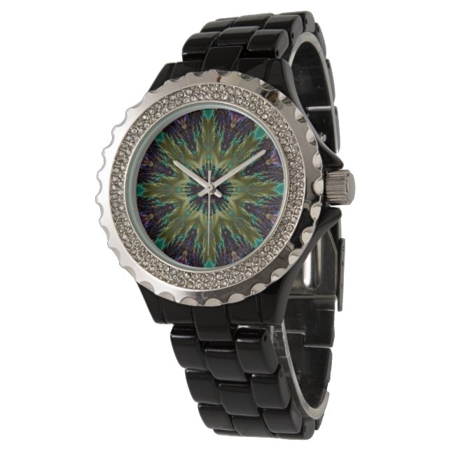 Psychedelic Mandala Retro Hippie Trippy Boho Chic Horloge (Gekanteld)