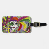Psychedelic Mardi Gras Feather Mask Bagagelabel (Voorkant horizontaal)